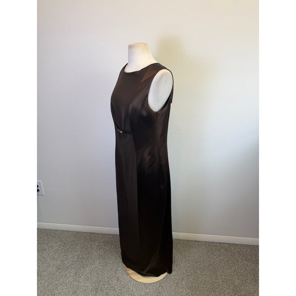 Rickie Freeman 100% Silk Brown Drape Sleeveless Gown Sz 8 Formal Cocktail Glam - Picture 5 of 9
